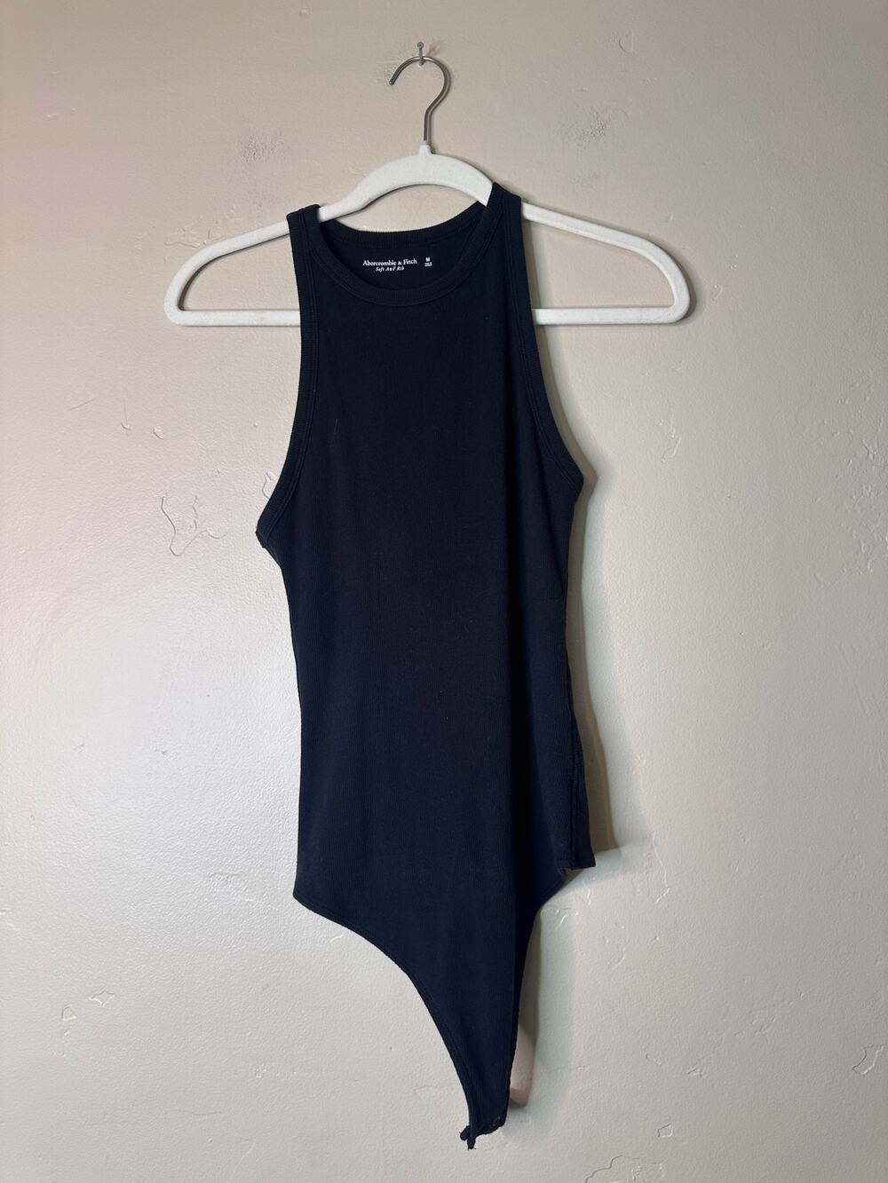 Abercrombie & Fitch Soft A&F Ribbed Racerback Black Bodysuit Medium